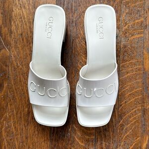 Gucci White Rubber Slide Sandals Size 38